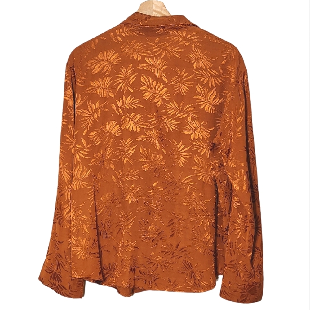 L*Space In Your Dreams Satiny Palm Pajama Top Sz M amber - Picture 5 of 7
